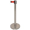 Retractable barrier post with red band