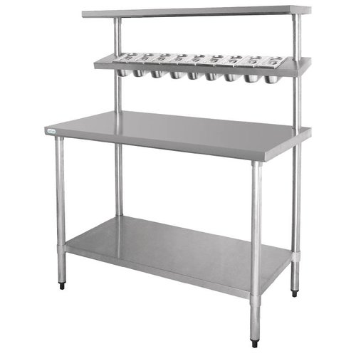  Vogue Stainless steel work table | Wall shelf | 120 x 150 x 60 cm 