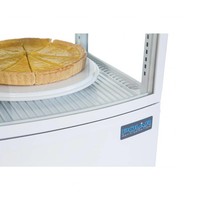 Compact white refrigerated display with glass door - 86 litres