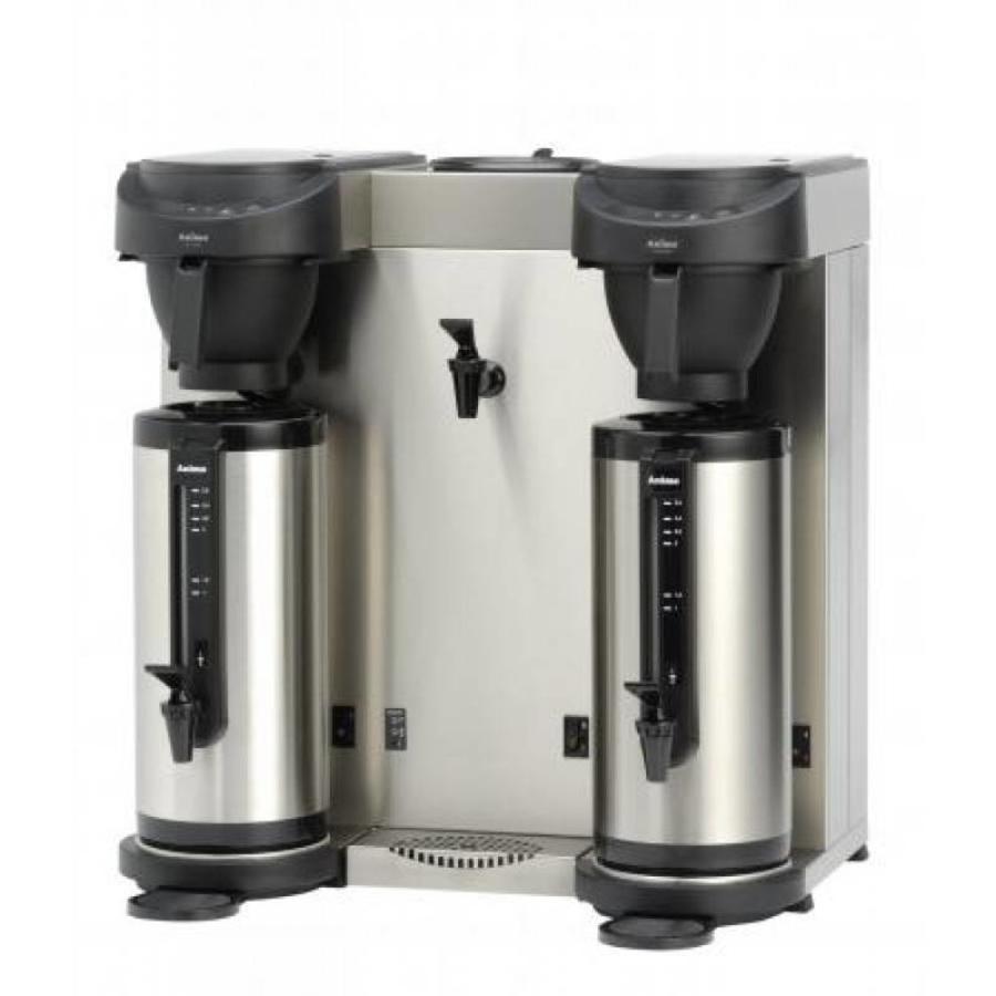 Machine à café et distributeur d'eau chaude avec 2 verseuses