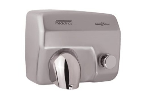  Mediclinics Sèche-mains en acier inoxydable mat - avec bouton poussoir - puissant 