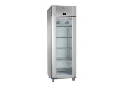 Gram Réfrigérateur en acier inoxydable avec porte vitrée simple | 2/1 GN | 610 litres 