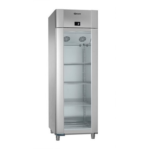  Gram RVS koelkast met enkele glazen deur | 2/1 GN | 610 Liter 