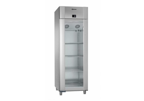  Gram Réfrigérateur en acier inoxydable/aluminium avec porte vitrée simple | 2/1 GN | 610 litres 