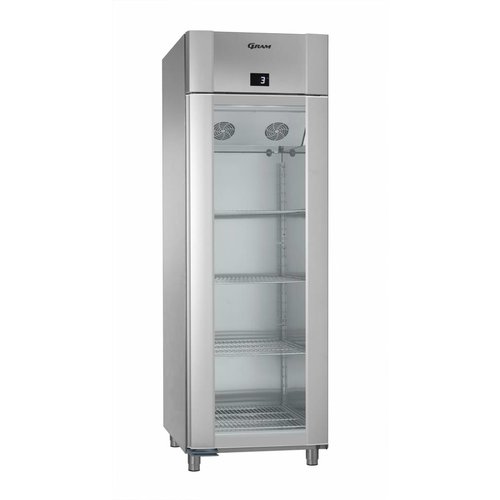  Gram RVS/Aluminium koelkast met enkele glazen deur | 2/1 GN | 610 Liter 