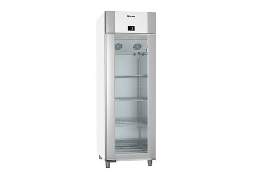  Gram Réfrigérateur blanc/acier inoxydable avec porte vitrée simple | 2/1 GN | 610 litres 