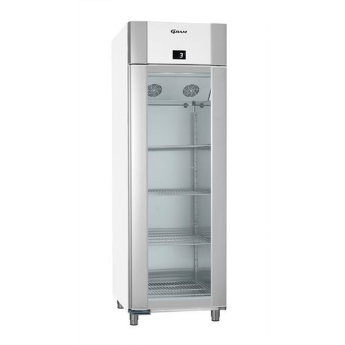  Gram Wit/RVS koelkast met enkele glazen deur | 2/1 GN | 610 Liter 