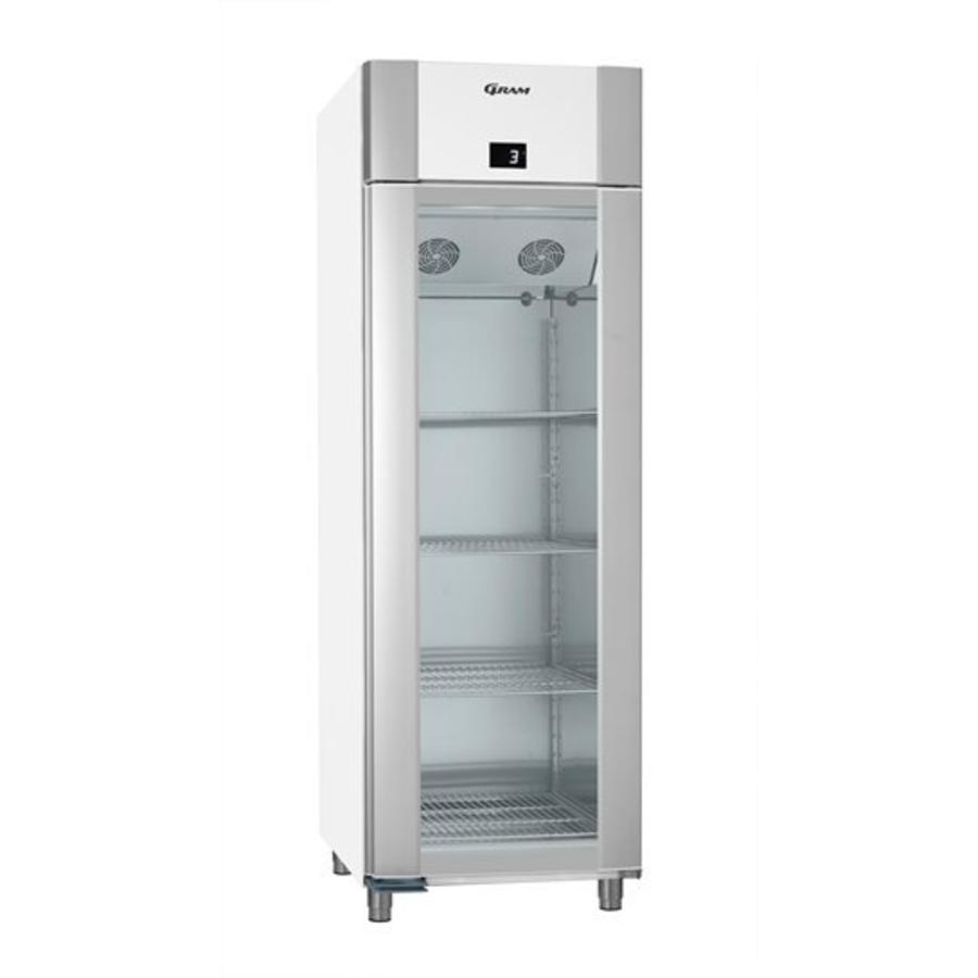 White / stainless steel refrigerator with a single glass door 2/1 GN | 610 liters