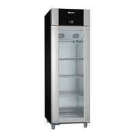 Stainless steel refrigerator black with glass door | 2/1 GN | 610 liters