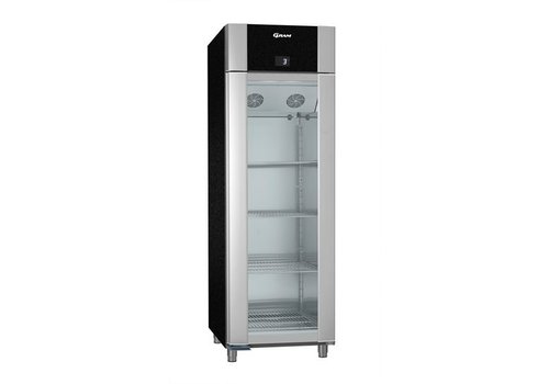  Gram RVS koelkast zwart met glazen deur | 2/1 GN | 610 liter 