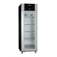 Aluminium koelkast zwart met glazen deur | 2/1 GN | 610 liter