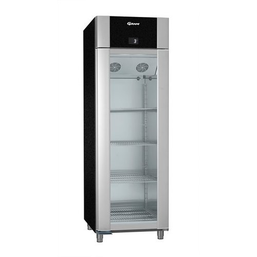  Gram Aluminium koelkast zwart met glazen deur | 2/1 GN | 610 liter 