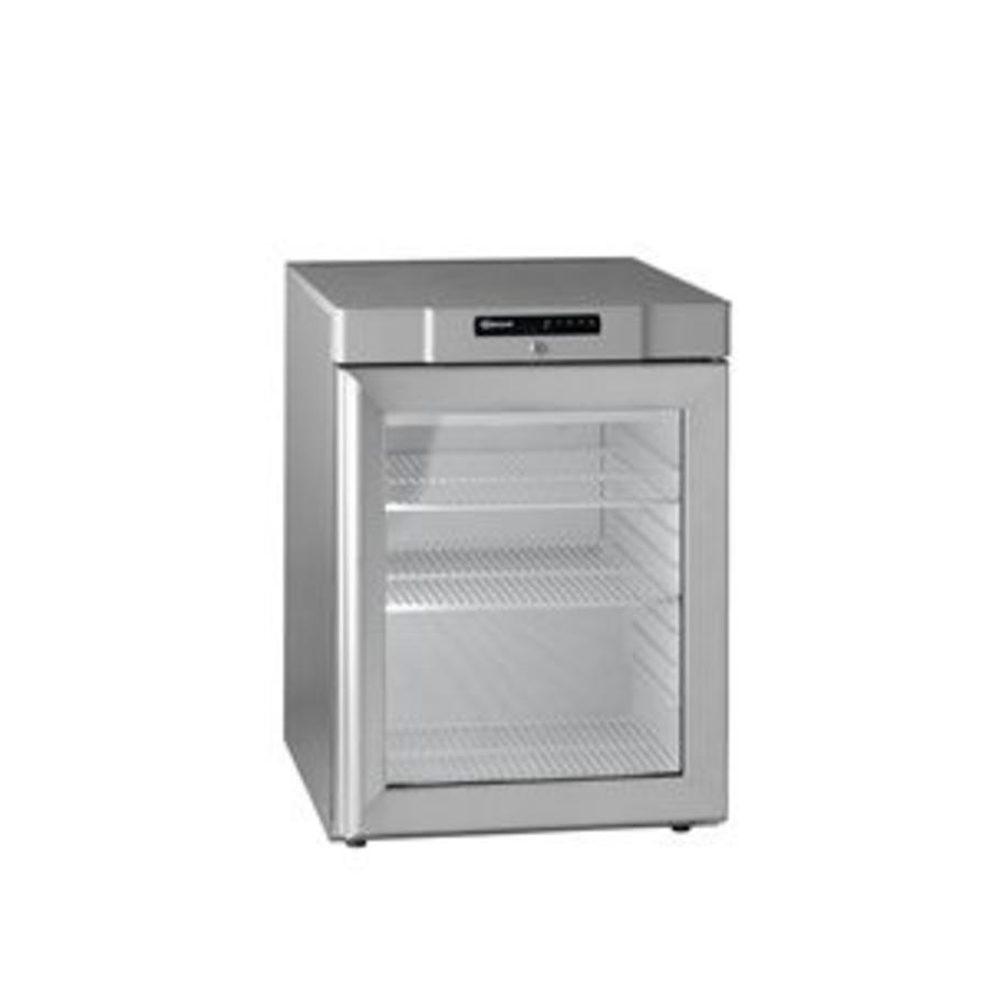 Réfrigérateur sous-comptoir en acier inoxydable avec porte vitrée | 125 litres