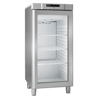 Compact fridge stainless steel with glass door | 218 litres