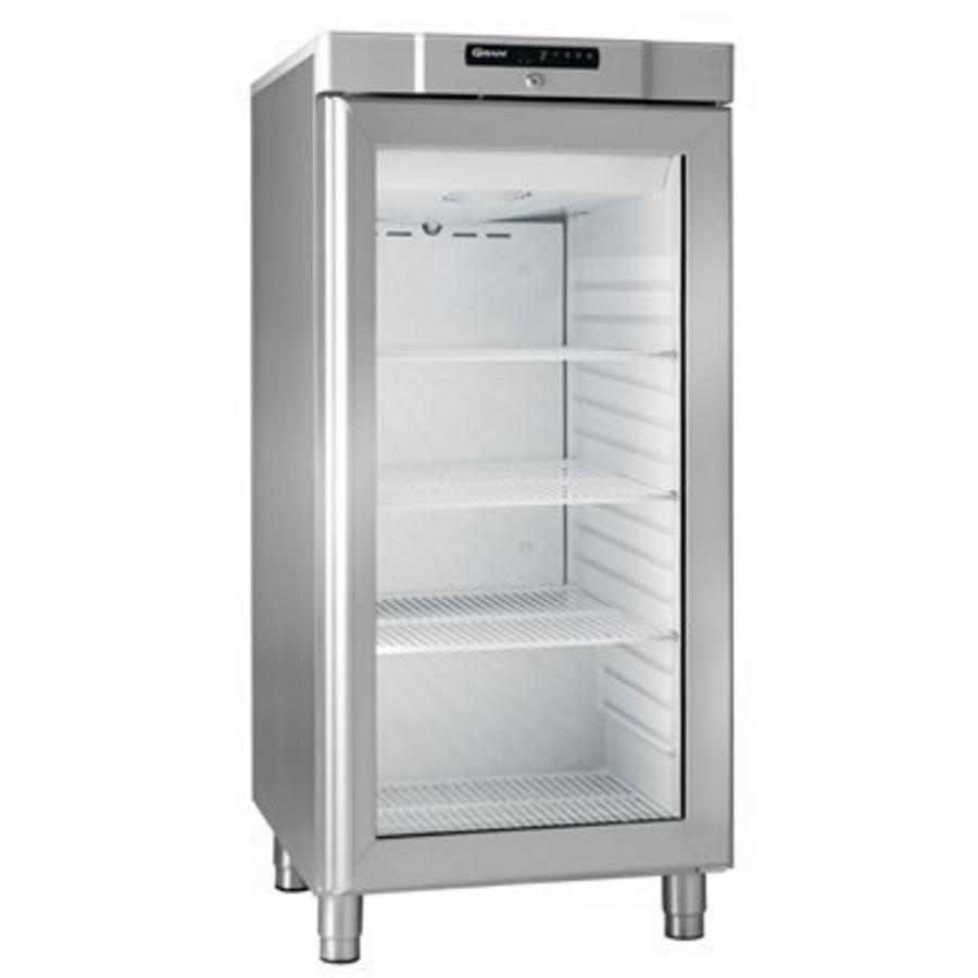 Réfrigérateur compact en acier inoxydable avec porte vitrée | 218 litres