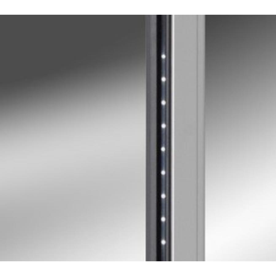 Réfrigérateur compact en acier inoxydable avec porte vitrée | 218 litres