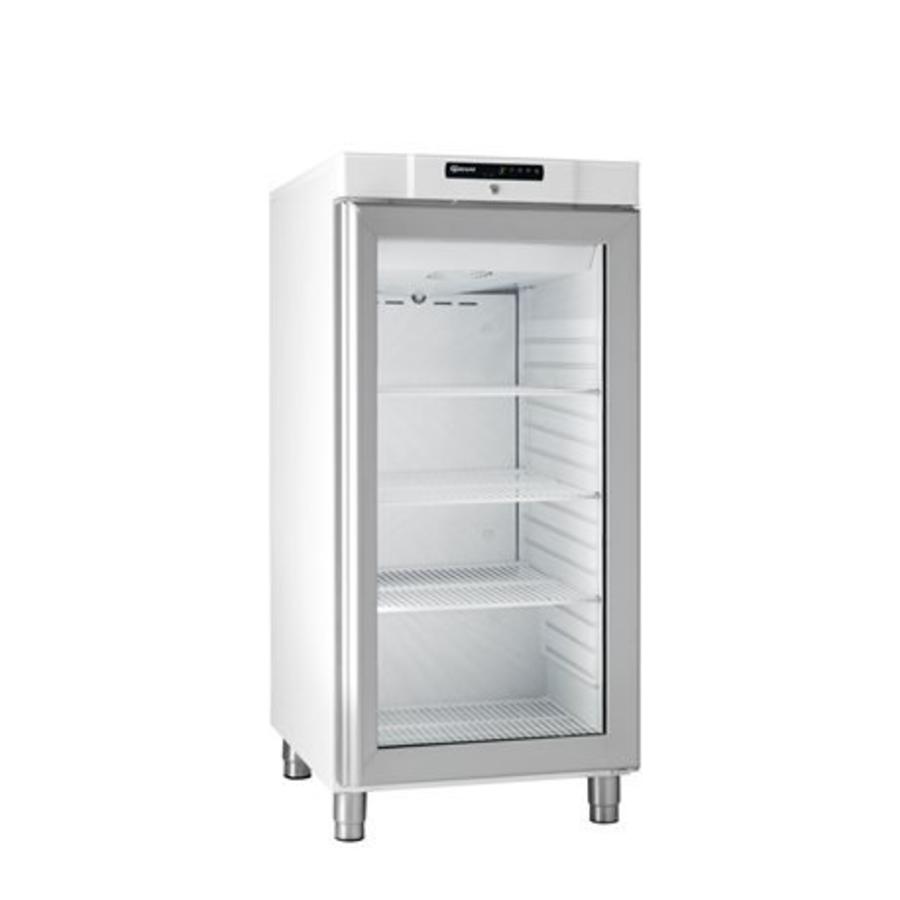 Réfrigérateur compact blanc avec porte vitrée | 218 litres