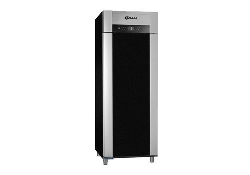  Gram Réfrigérateur à porte simple en acier inoxydable noir | 2/1 GN | 614 litres 