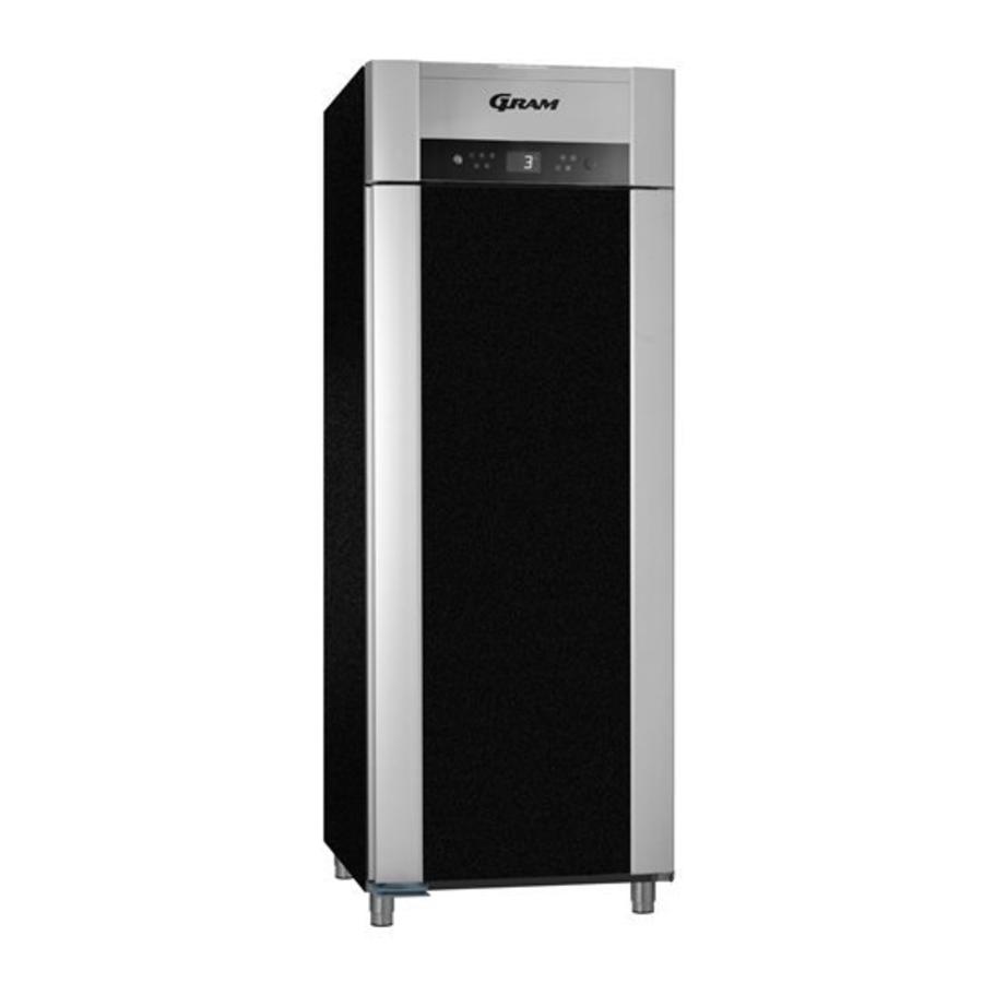 Réfrigérateur à porte simple en acier inoxydable noir | 2/1 GN | 614 litres