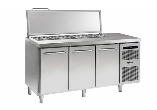  Gram Saladette Gram en acier inoxydable 3 portes | 7x 1/3 GN | 506 litres 