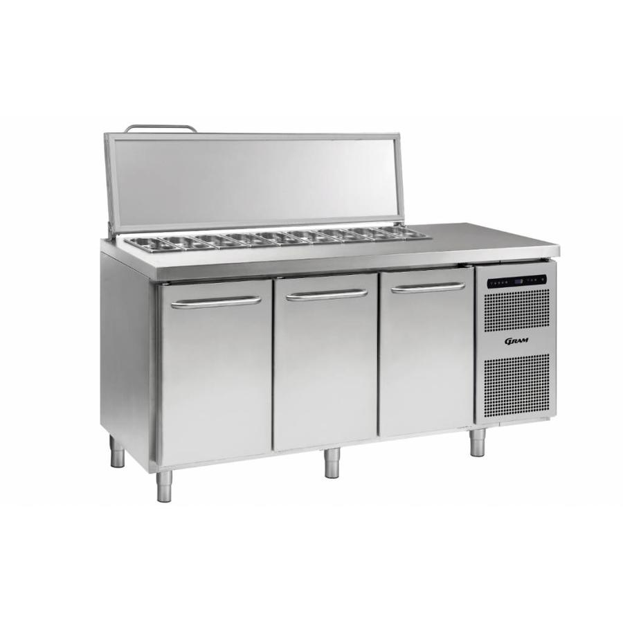 Saladette Gram en acier inoxydable 3 portes | 7x 1/3 GN | 506 litres
