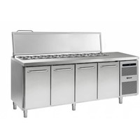 Salatschüssel aus Edelstahl mit 4 Türen | 9x 1/3 GN | 668 Liter