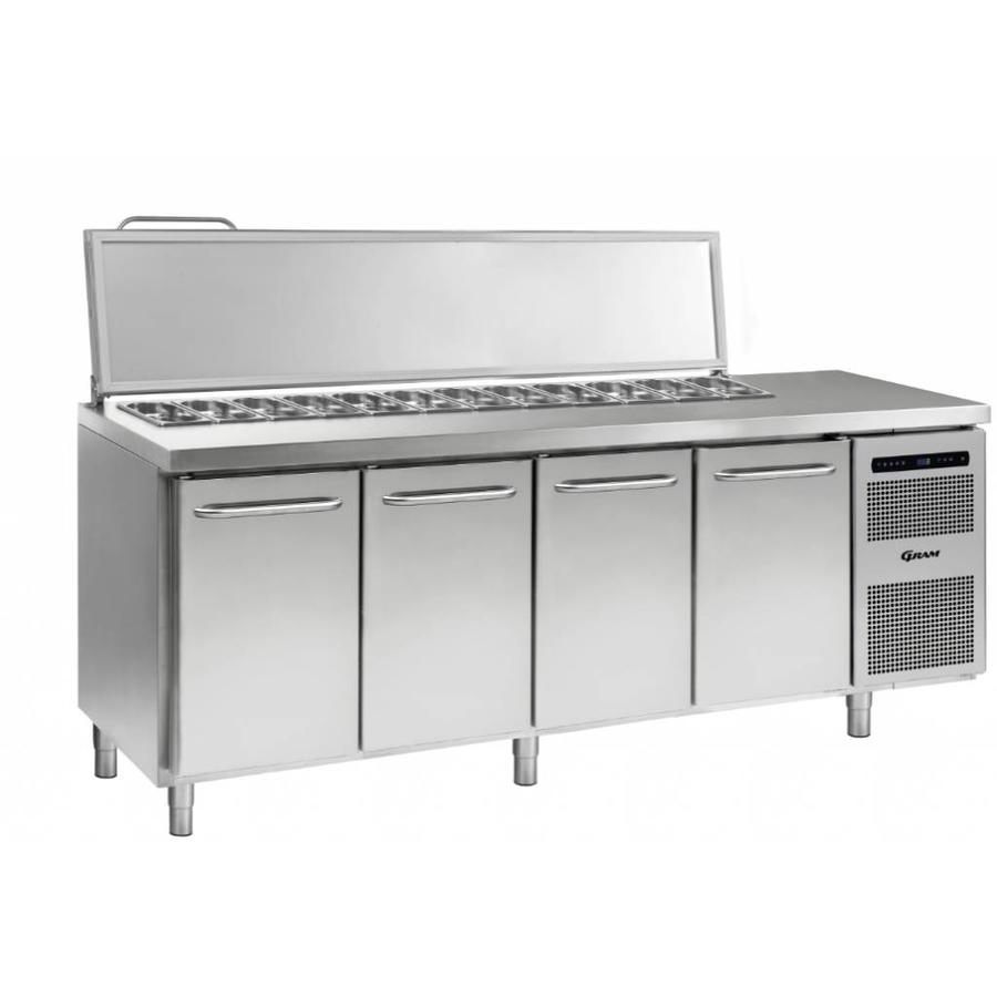 Saladette inox 4 portes | 9x 1/3 GN | 668 litres