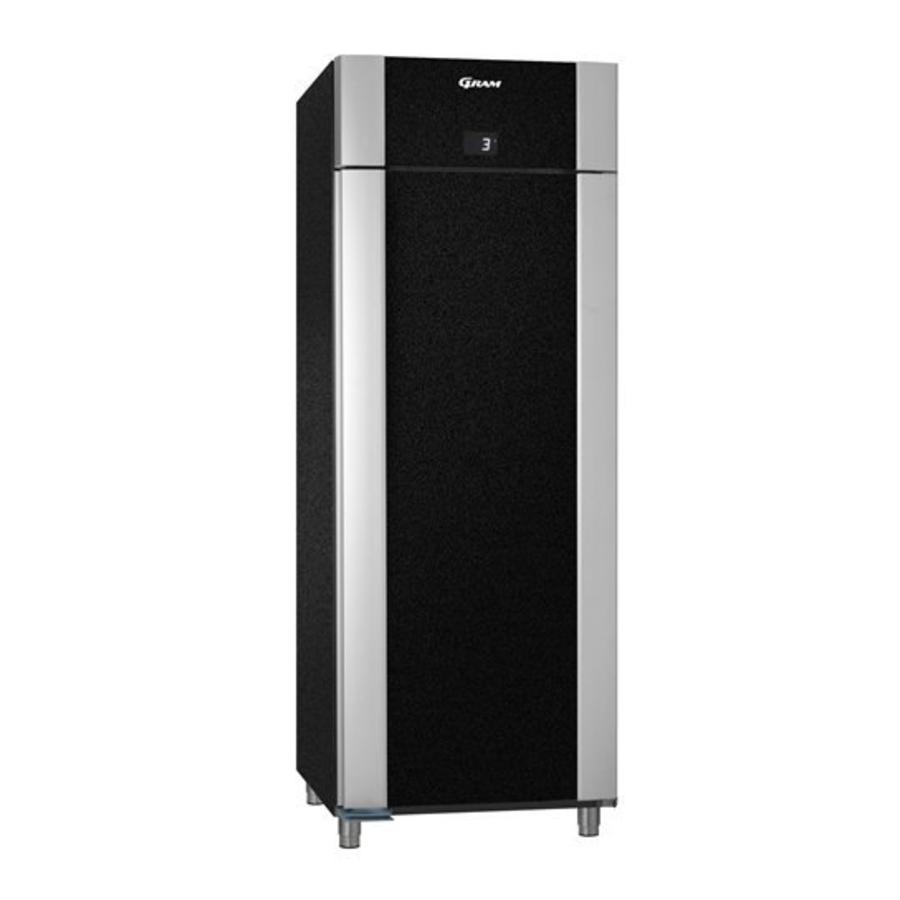 Réfrigérateur réfrigéré en acier inoxydable à porte simple 2/1 GN noir | 614 litres