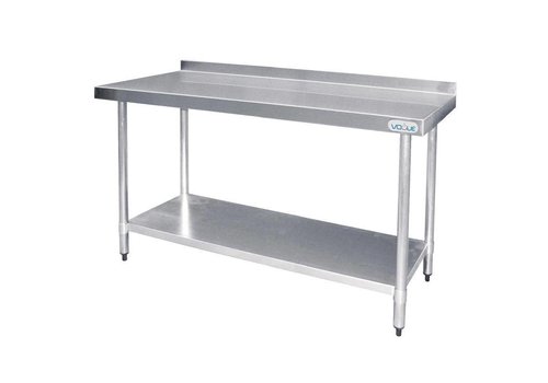  Vogue Table de travail avec dosseret en acier inoxydable | 5 formats 