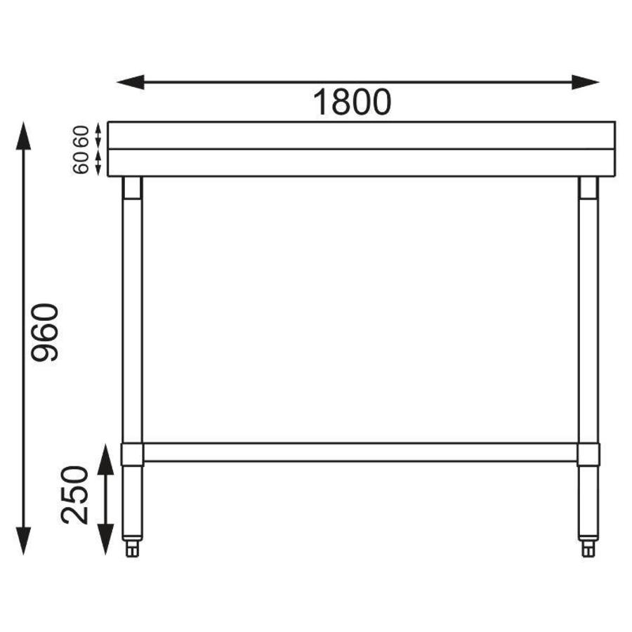 Table de travail avec dosseret en acier inoxydable | 5 formats