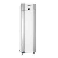 Réfrigérateur réfrigéré en acier inoxydable à une porte, blanc