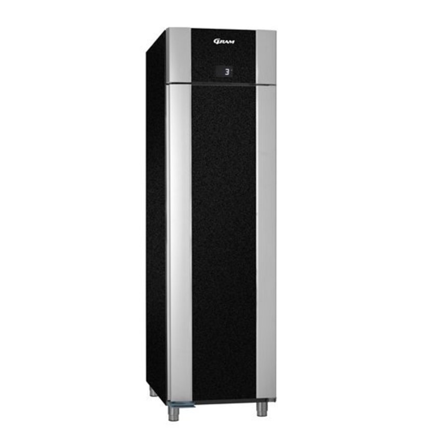 Réfrigérateur à porte simple en acier inoxydable noir | 465 litres