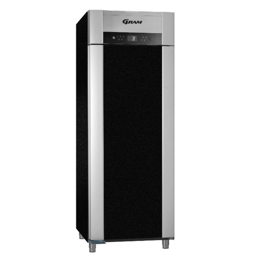 Réfrigérateur Gram en acier inoxydable à une porte noir | 2/1 GN | 614 litres