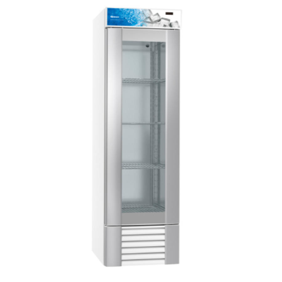 Réfrigérateur Gram en acier inoxydable à porte simple en verre blanc | 603 litres