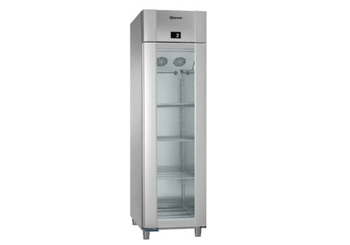  Gram Réfrigérateur Gram en acier inoxydable à porte simple en verre blanc | 407 litres 