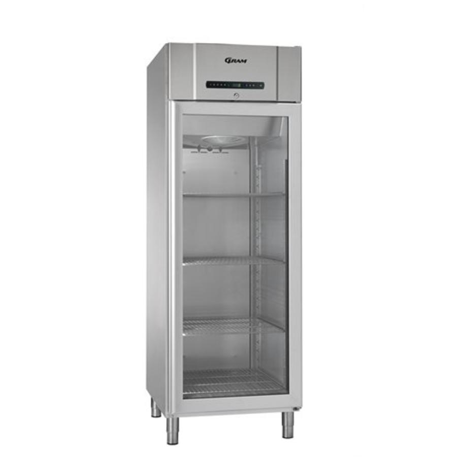 Réfrigérateur professionnel avec porte vitrée en acier inoxydable | 583 litres