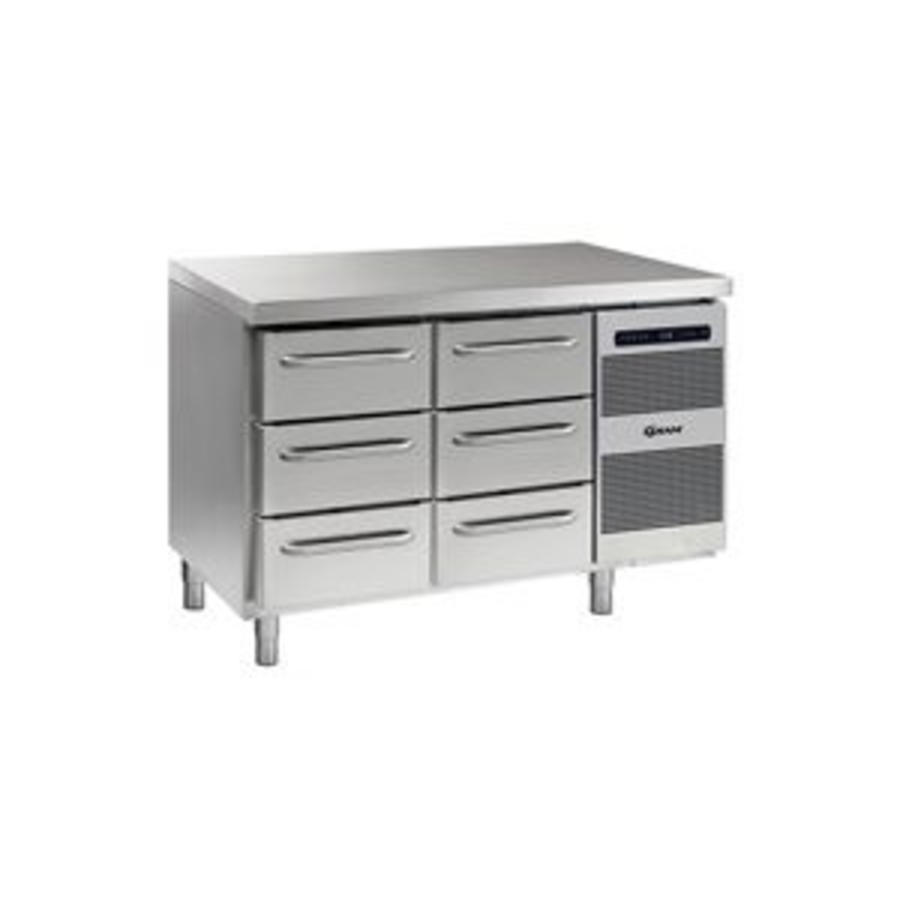 Stainless steel cooling workbench 2 x 3 drawers | 345 litres