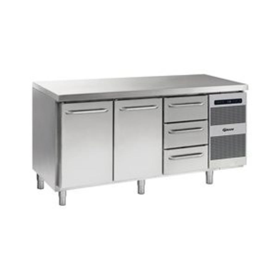 Refrigerated workbench stainless steel 2 doors and 3 drawers | 506 liters