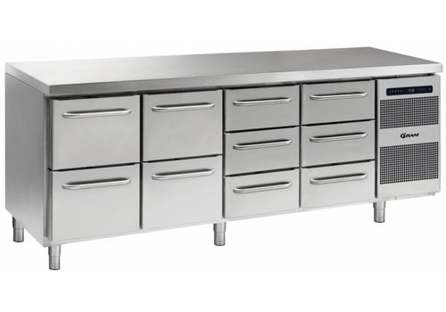  Gram Gram stainless steel refrigerated workbench | 2x2 drawers and 2x3 drawers | 668 liters 