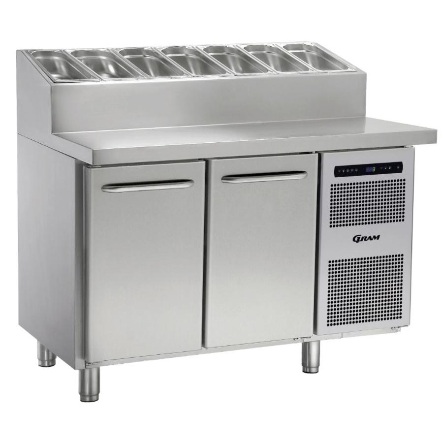 Gram stainless steel refrigerated workbench | 2 doors and 6x1/3 GN | 345 liters