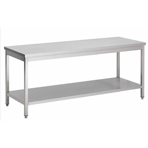  HorecaTraders Stainless steel work table with intermediate shelf | 7 sizes 