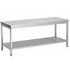 HorecaTraders Table de travail professionnelle en acier inoxydable | 260 x 90 x 70 cm