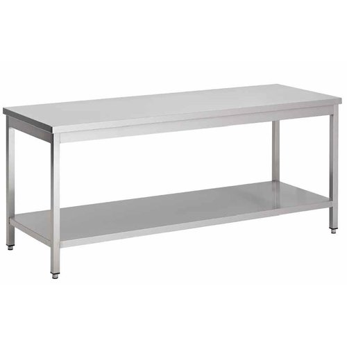  HorecaTraders Professioneller Arbeitstisch aus Edelstahl | 260 x 90 x 70 cm 