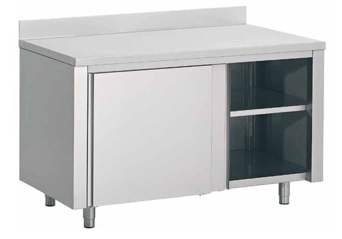  Combisteel Table de travail avec portes coulissantes et dosseret | 160x70x(H)85cm 