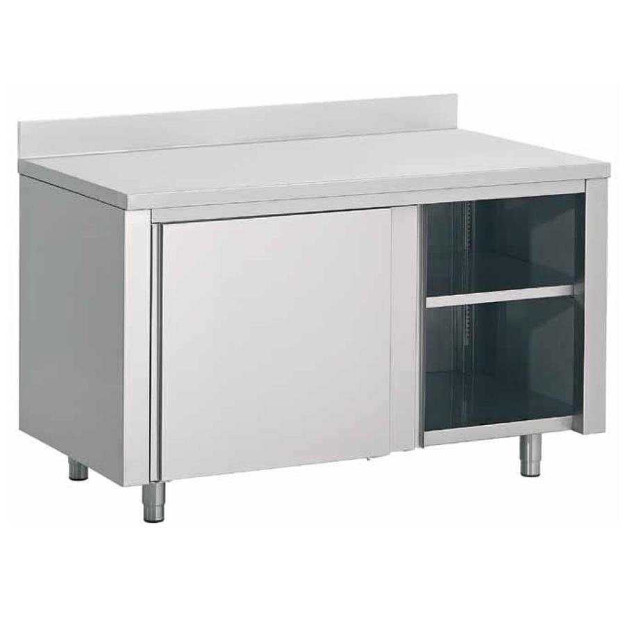 Work table with sliding doors and splashback | 160x70x(H)85cm