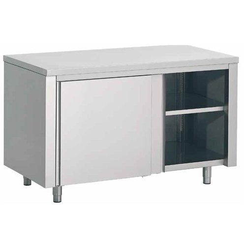  Combisteel Stainless steel work cabinet with intermediate shelf | 200x60x(H)85cm 