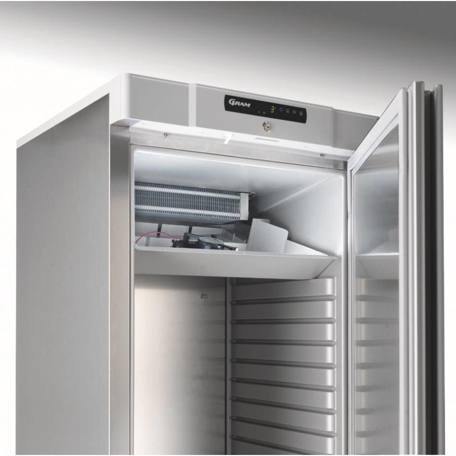 Réfrigérateur compact en acier inoxydable avec porte vitrée | 218 litres