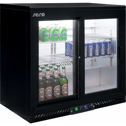  Saro Bar Fridge Black with sliding doors - 2 Year Warranty 