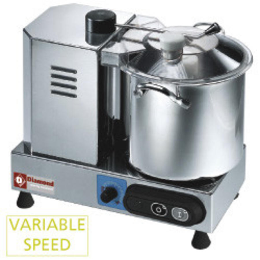 Cutter en acier inoxydable, 6 litres, avec contrôle de vitesse
