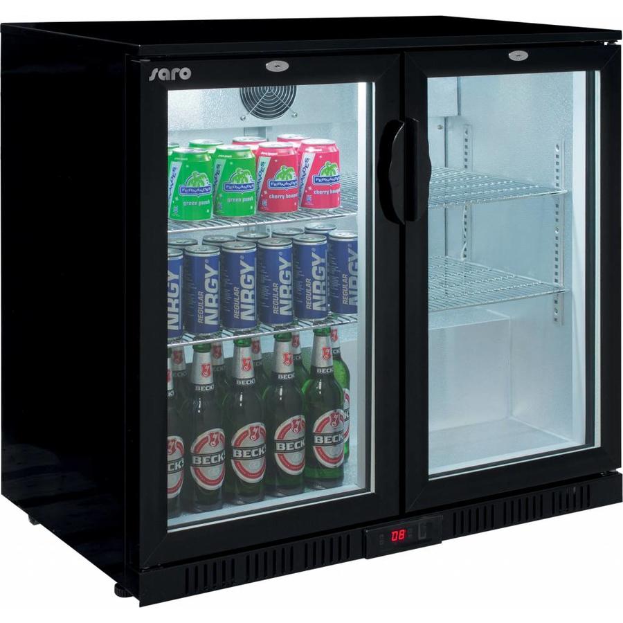 Glacière arrière-bar | Noir | 2 portes vitrées | 208L